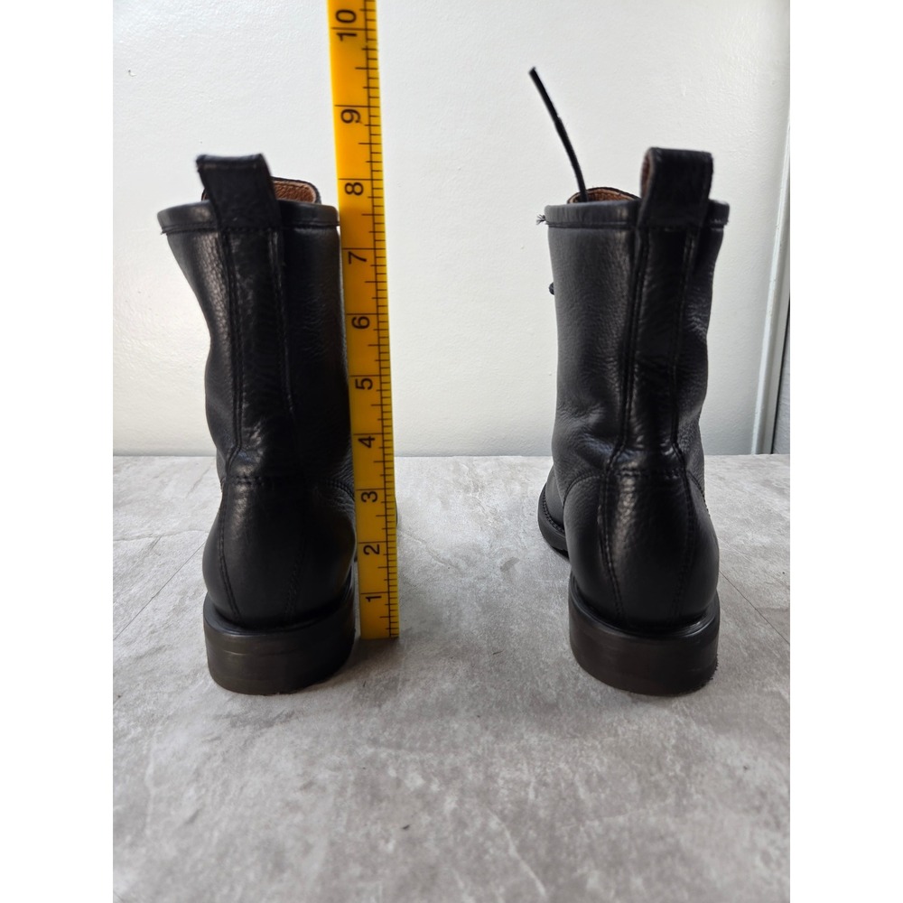 Frye Veronica Combat Ankle Boots 6.5 Black Leather Lace Up Moto Military Booties - Picture 5 of 11
